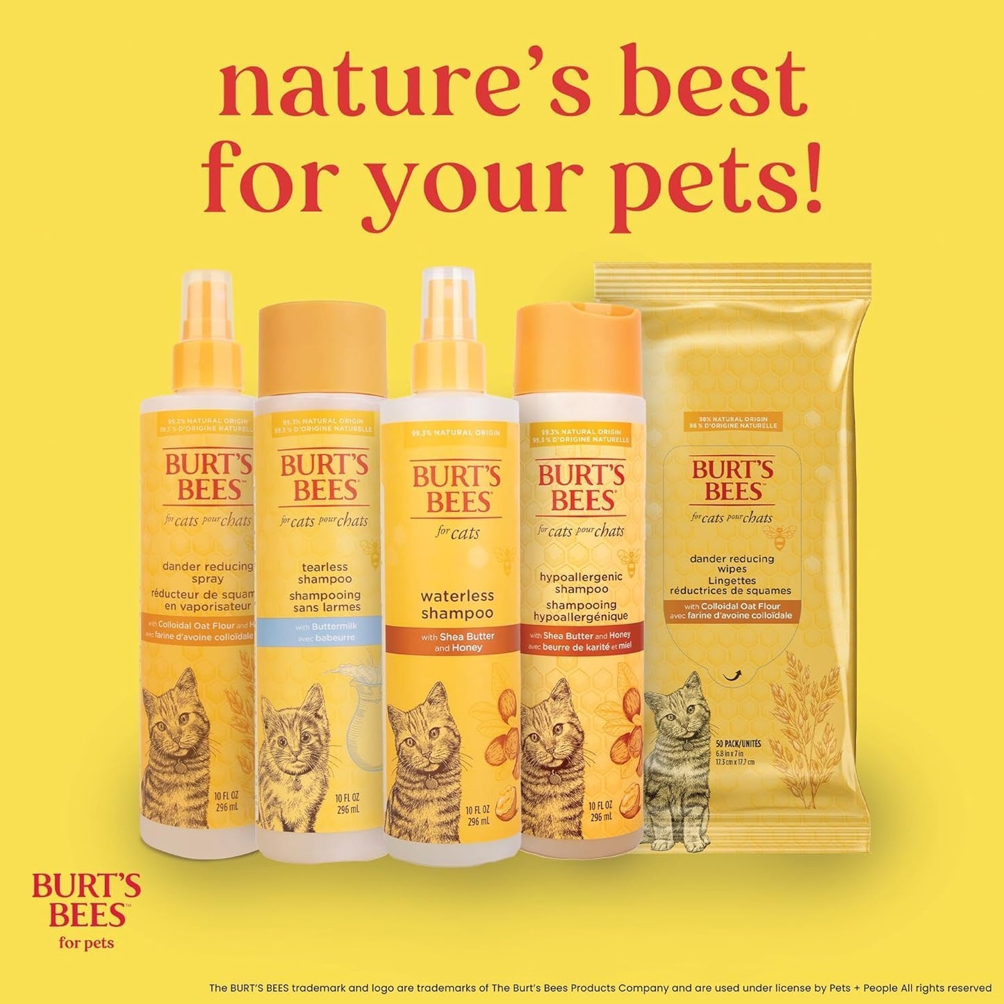 Burt'S Bees for Cats Dander Reducing Wipes - Kitten and Cat Wipes for Grooming - Burts Bees Cat Dander Wipes, Cat Grooming Wipes, Pet Wipes Cats, Cat Cleaning Wipes, Natural Cat Wipes, Cat Fur Wipes