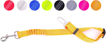 Adjustable Pet Safety Seat Belt, Elastic Buffer, for Both Dog and Cat, Leash (Orange)