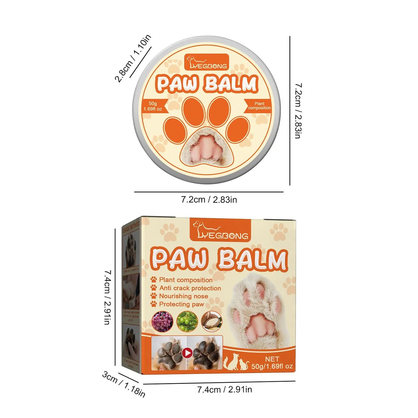 Pet Foot Care Balm, Pet Paw Moisturizing Cream, Pet Foot Care Product for Dog & Cat