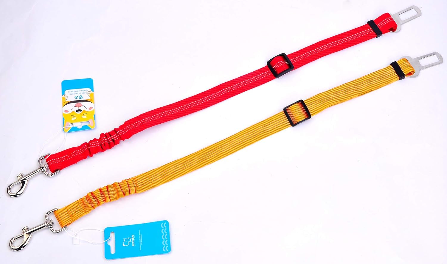 Adjustable Pet Safety Seat Belt, Elastic Buffer, for Both Dog and Cat, Leash (Orange)